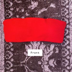 Red Bandeau Strapless Bikini Top